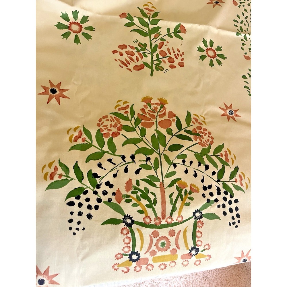 Waverly Fitch House Stencil Fabric Piece 2.3 Yards Vintage Stamped Look Floral - Picture 5 of 9